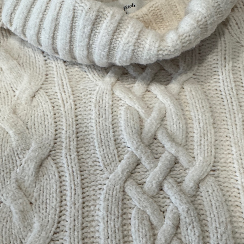 Abercrombie & Fitch Ivory Turtleneck Tunic Oversized Cozy Sweater XLcotton nylon - Picture 2 of 5